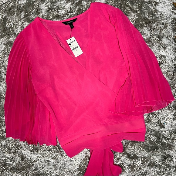Express Pink Tied Waist Top - Picture 1 of 5